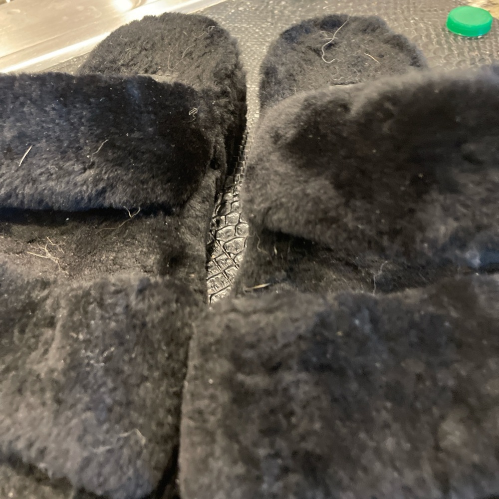 UGG Black Plush Slippers